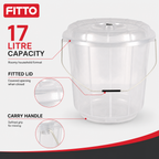 96 Pieces Transparent Plastic Bucket with Lid and Carry Handle, 17 Litre