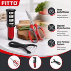 96 Pieces Kitchen Tool Set with Scissors, Knife Sharpener and Peeler, 3 Pieces