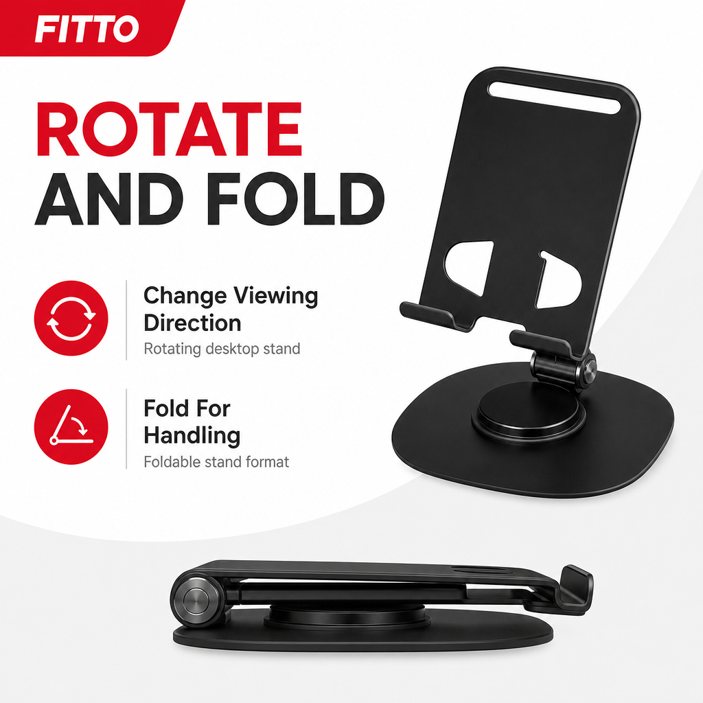 240 Pieces Foldable Rotating Desktop Mobile Phone Stand, Black