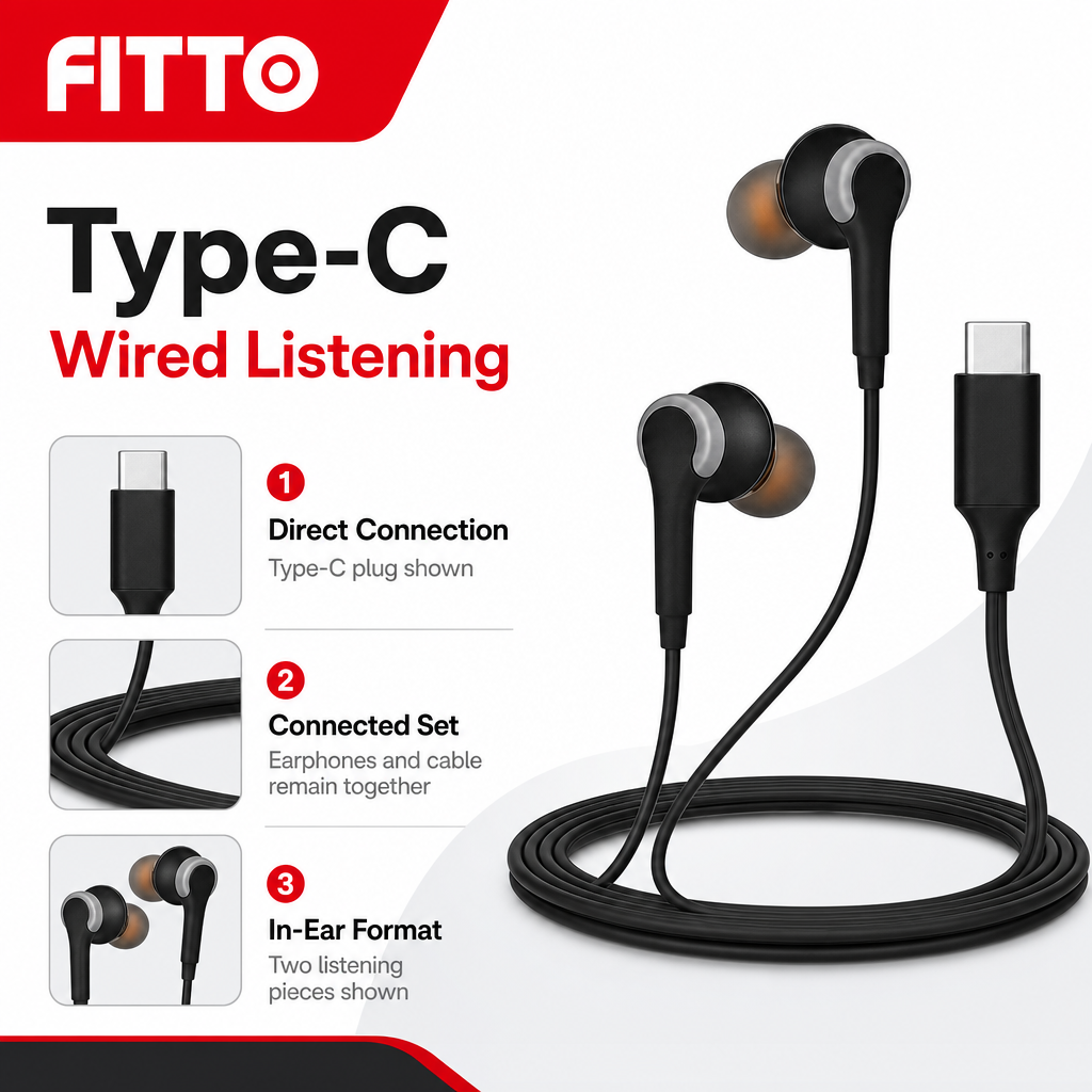 120 Pieces Type-C Wired Earphoneses with In-Ear Design for Direct Audio Listening