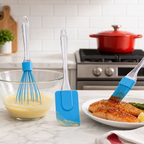 120 Pieces Blue Silicone Kitchen Utensil Set with Whisk, Spatula and Basting Brush, 3 Pieces