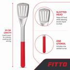 120 Pieces Stainless Steel Slotted Turner with Red Handle, 30 cm Kitchen Cooking Utensils