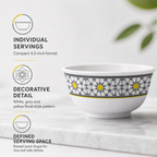 120 Pieces Melamine Rice Bowl, 4.5 Inch, Floral Pattern, White and Grey