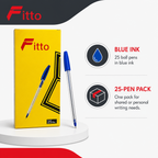 96 Pieces Ball Pens, Blue Ink, 25 Pack, Clear-Barrel Writing Pens for Office, School and Everyday Notes
