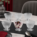 72 Pieces Glass Cup Set, 240 ml Stemmed Embossed Cups, Clear, 6 Pieces