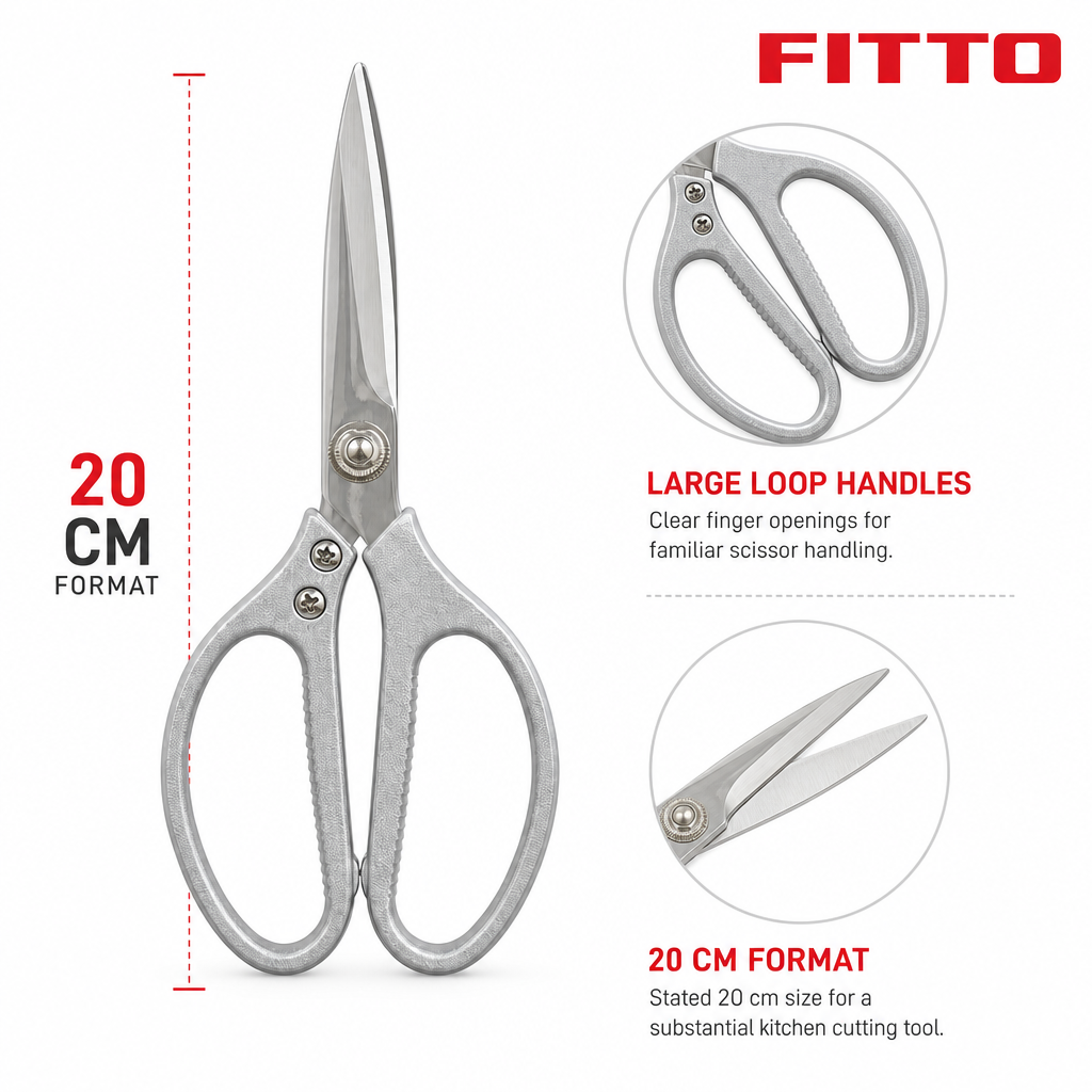 96 Pieces Kitchen Scissorses, Heavy-Duty 20 cm Food Preparation Shears, Silver Grey, 1 Piece