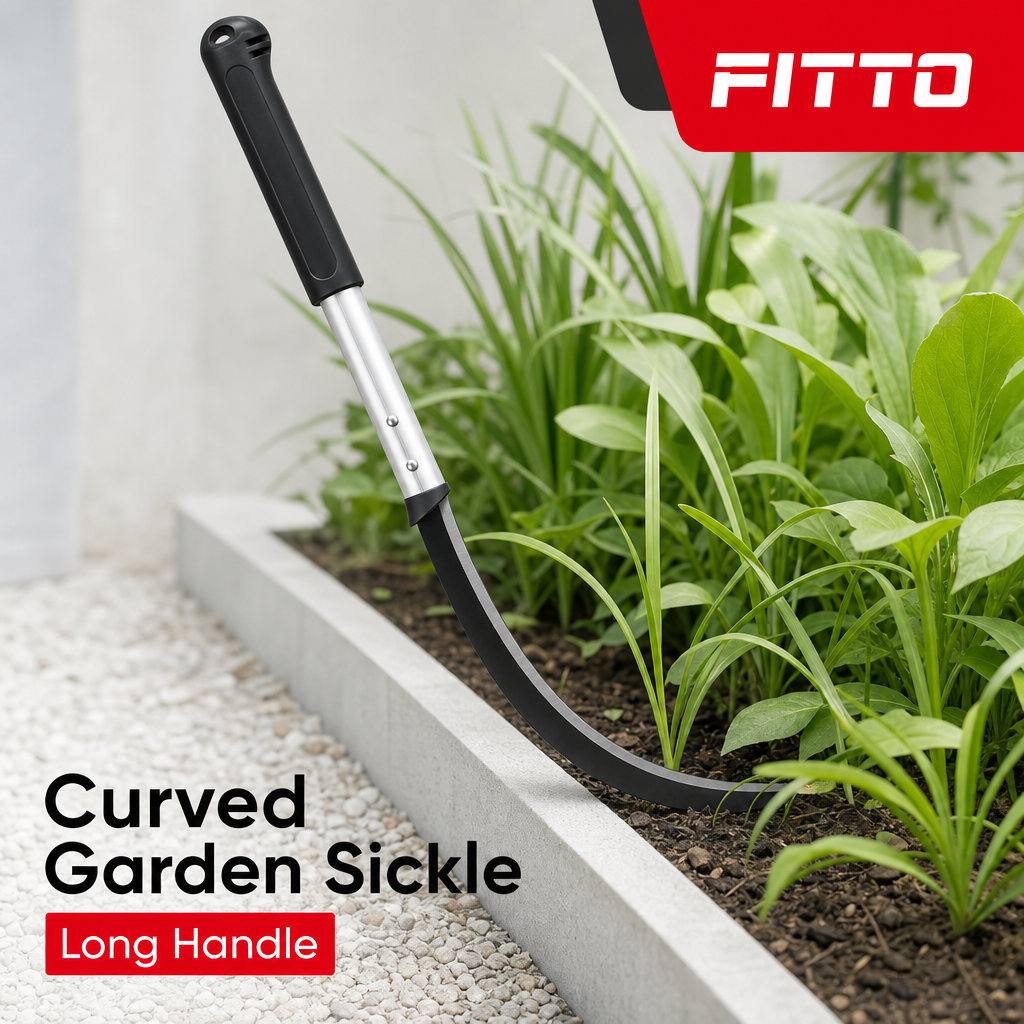 96 Pieces Curved Garden Sickle with Long Handle, 50 cm, Black, 1 Piece
