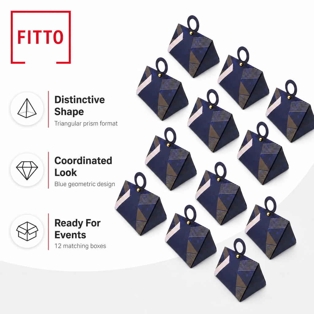 96 Pieces Blue Triangular Prism Candy Favor Boxes, 7.5 x 7.5 x 13 cm, 12 Pieces