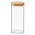 120 Pieces Glass Storage Jar with Wooden Lid, Clear and Natural Wood, 20 x 6 x 6 cm, 1 Piece