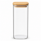 120 Pieces Glass Storage Jar with Wooden Lid, Clear and Natural Wood, 20 x 6 x 6 cm, 1 Piece