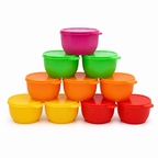 72 Pieces Plastic Food Bowls with Lids, 12-Piece Assorted Colour Set for Serving and Kitchen Use