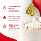 144 Pieces Gold Number 4 Birthday Cake Candle, 9 cm, Single Numeral Candle for Celebration Cakes