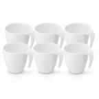 60 Pieces Ceramic Coffee Cups with Curved Handles, White, 6 Pieces