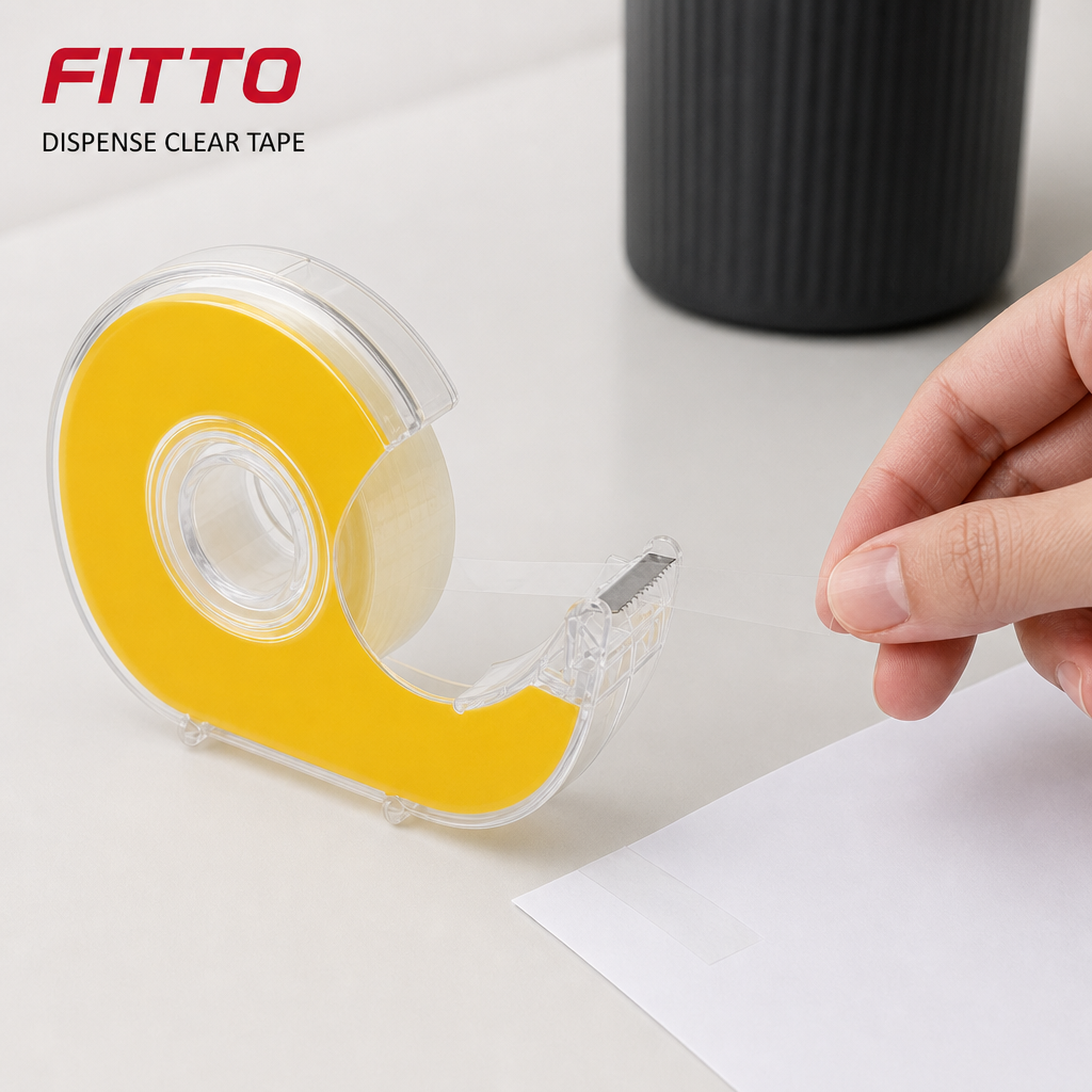 144 Pieces Crystal Clear Tape with Dispenser, 19 mm x 25 yd, Single Roll for Office, School and Desk Use