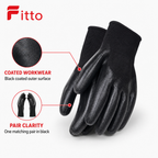 96 Pieces Coated Work Gloveses, 24 cm, Black, 1 Pair