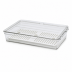 96 Pieces Clear Rectangular Food Storage Containers with Lid and Drain Insert, 27 × 15 × 5 cm