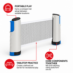 72 Pieces Portable Table Tennis Net with Clamp Posts, Compact Tabletop Practice Set
