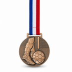 144 Pieces Football Sports Medal with Tricolor Ribbon, Round Award Medal for Tournament Recognition