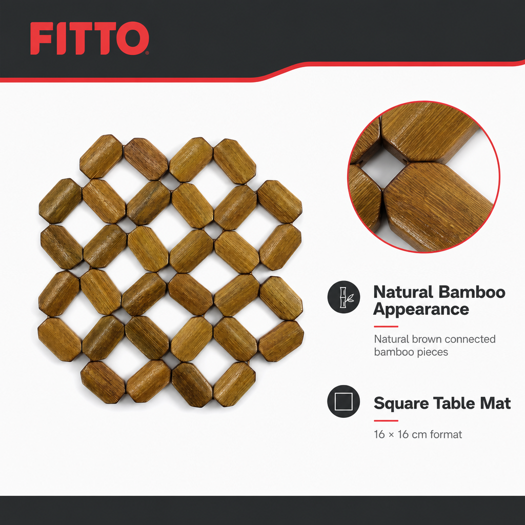 240 Pieces Bamboo Square Lattice Table Mats, Natural Brown, 16 × 16 cm, 1 Piece