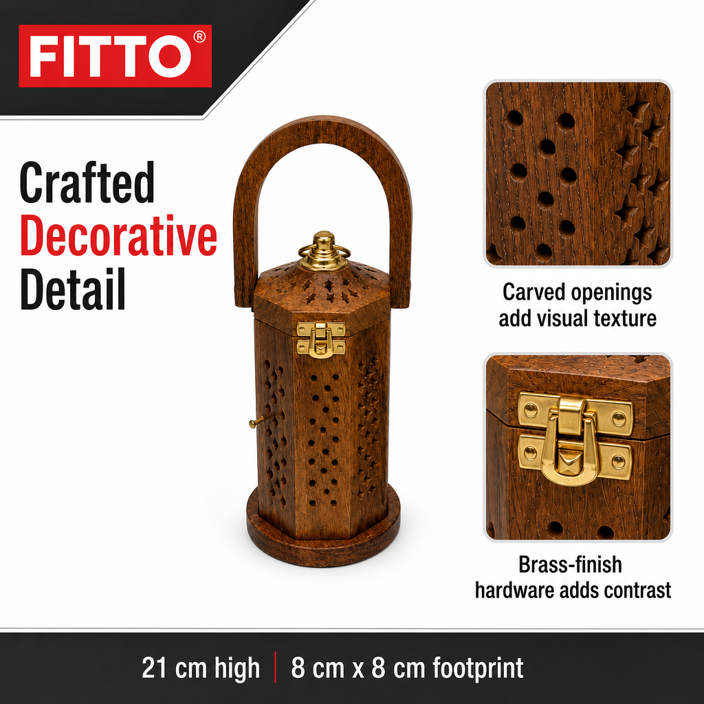 72 Pieces Wooden Decorative Lantern with Handle and Brass-Finish Hardware, Small, 21 cm