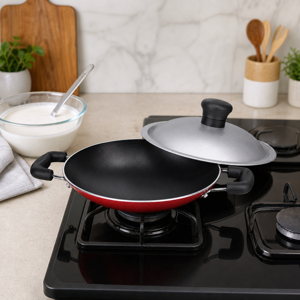 72 Pieces Non Stick Appam Pan with Lid, 1 Piece, 14 x 12 x 10 cm