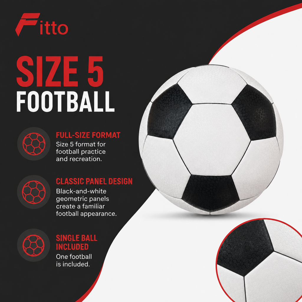 72 Pieces Football Size 5, Black and White Classic Panel Design, Single Ball