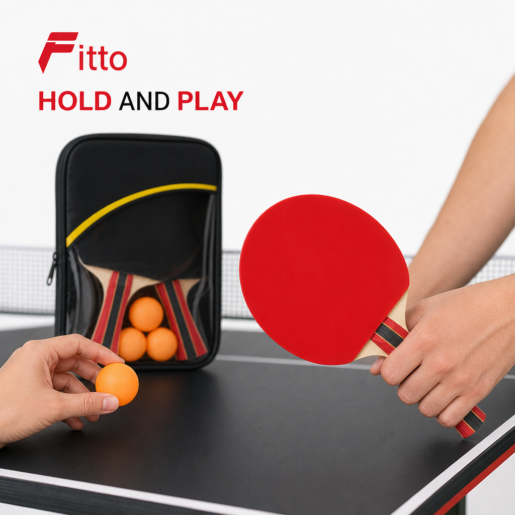 96 Pieces Table Tennis Racket Set with Balls, Red and Black
