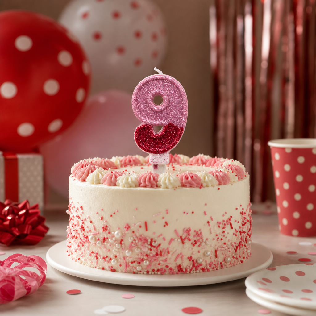 240 Pieces Pink and Red Number 9 Birthday Cake Candle, 2 in