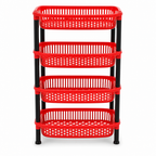 72 Pieces 4-Tier Plastic Storage Basket Rack, Red, 40 x 30 x 22 cm