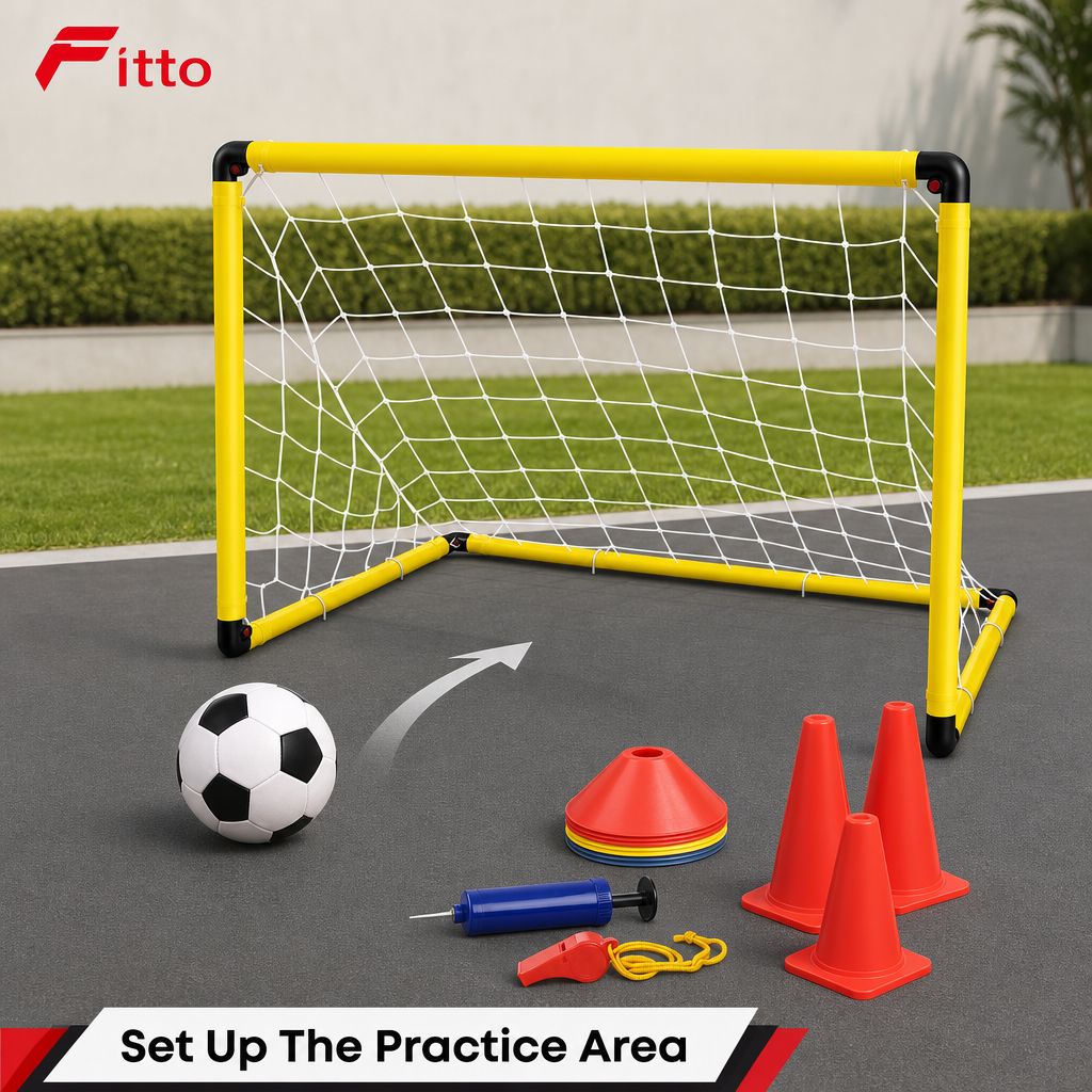 48 Pieces Football Goal Sets, 120 x 80 x 80 cm, with Ball, Pump and Cones