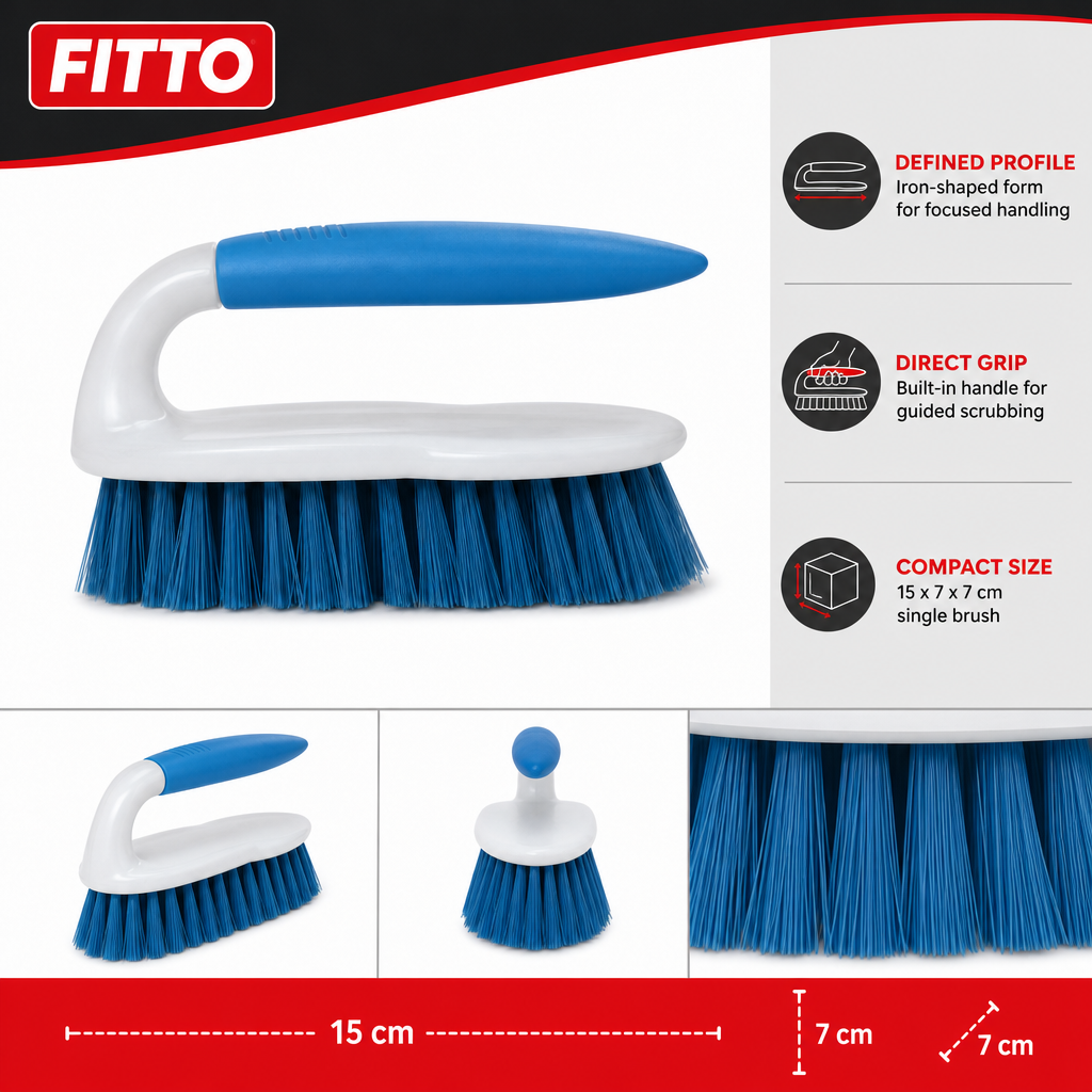 96 Pieces Iron-Shaped Scrub Brush with Handle, 15 x 7 x 7 cm, Single Household Cleaning Tools