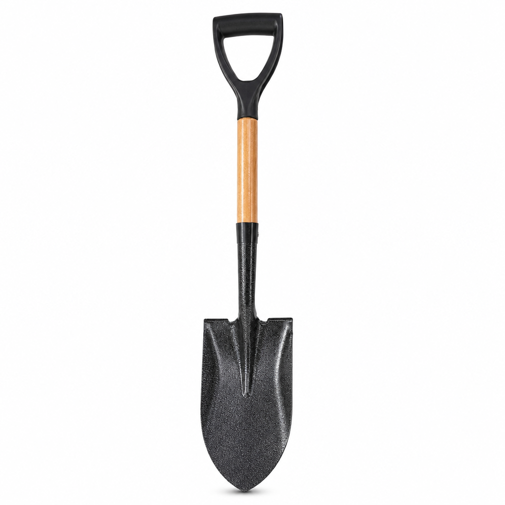 96 Pieces D-Handle Pointed Garden Shovel, 75 cm, Black, 1 Piece