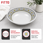 96 Pieces Melamine Salad Bowl, 8 Inch Round Serving Bowl, White and Grey with Yellow Accents
