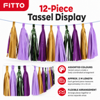 240 Pieces Assorted Colour Tassel Garland, 2 m x 15 cm, 12 Pieces for Party Decorations