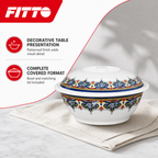 96 Pieces Melamine Serving Bowl with Lid, Decorative Pattern, 10 Inch