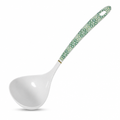 144 Pieces Cooking Ladle with Green Floral Handle, White, 25 cm