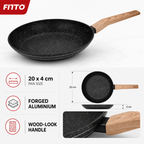 60 Pieces Forged Aluminium Frying Pan Without Lid, 20 x 4 cm, Black
