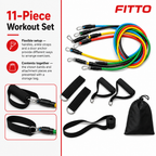 72 Pieces Resistance Bands Set, 11-Piece Home Workout Kit with Handles, Ankle Straps, Door Anchor and Storage Bag