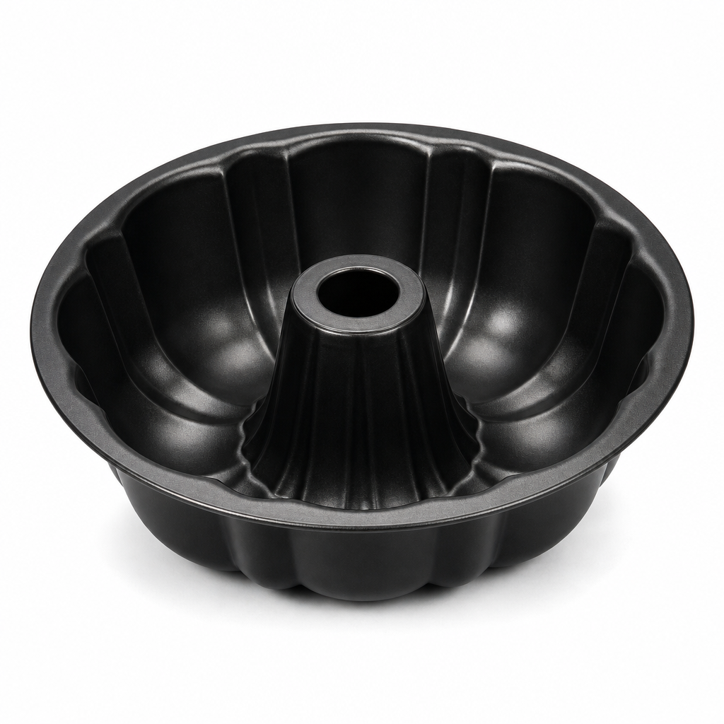 96 Pieces Fluted Carbon Steel Non-Stick Bundt Cake Mold, 24 cm, Black, 1 Piece