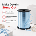 120 Pieces Sky Blue Metallic Ribbon Roll, 5 mm x 250 yd, Decorative Craft Trim for Wrapping and Projects