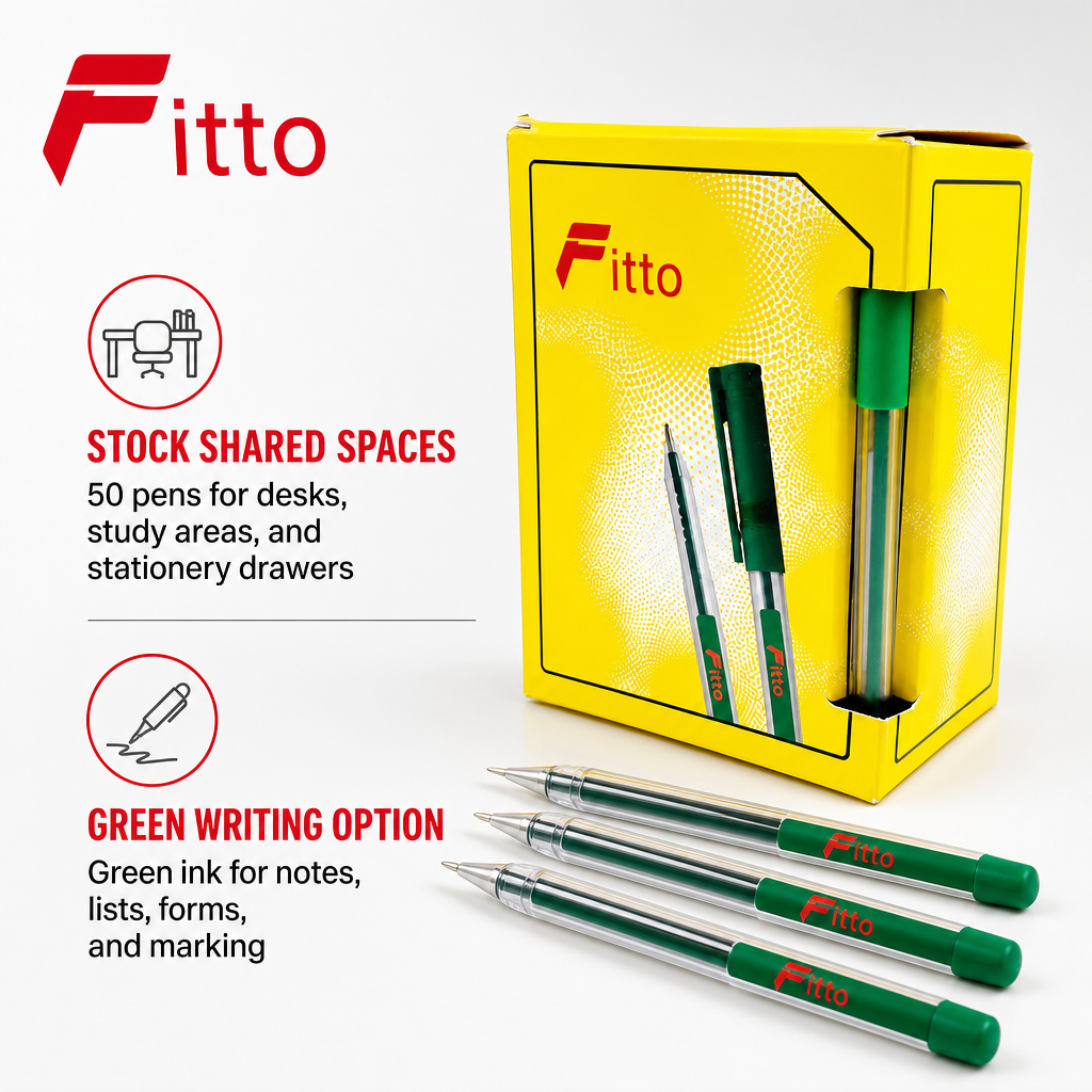 72 Pieces Green Ink Ball Pens, 50 Pack