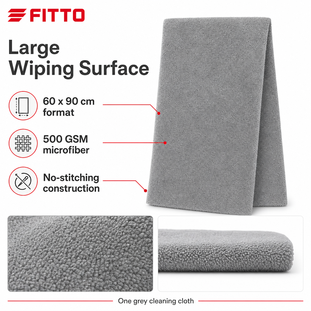 96 Pieces Microfiber Cleaning Cloth 500 GSM, No Stitching, 60 x 90 cm, Grey, 1 Piece