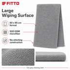 96 Pieces Microfiber Cleaning Cloth 500 GSM, No Stitching, 60 x 90 cm, Grey, 1 Piece