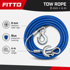 96 Pieces Tow Rope, 8 mm Stainless Steel with Blue Protective Covering, 4 m, Blue and Silver, 1 Piece