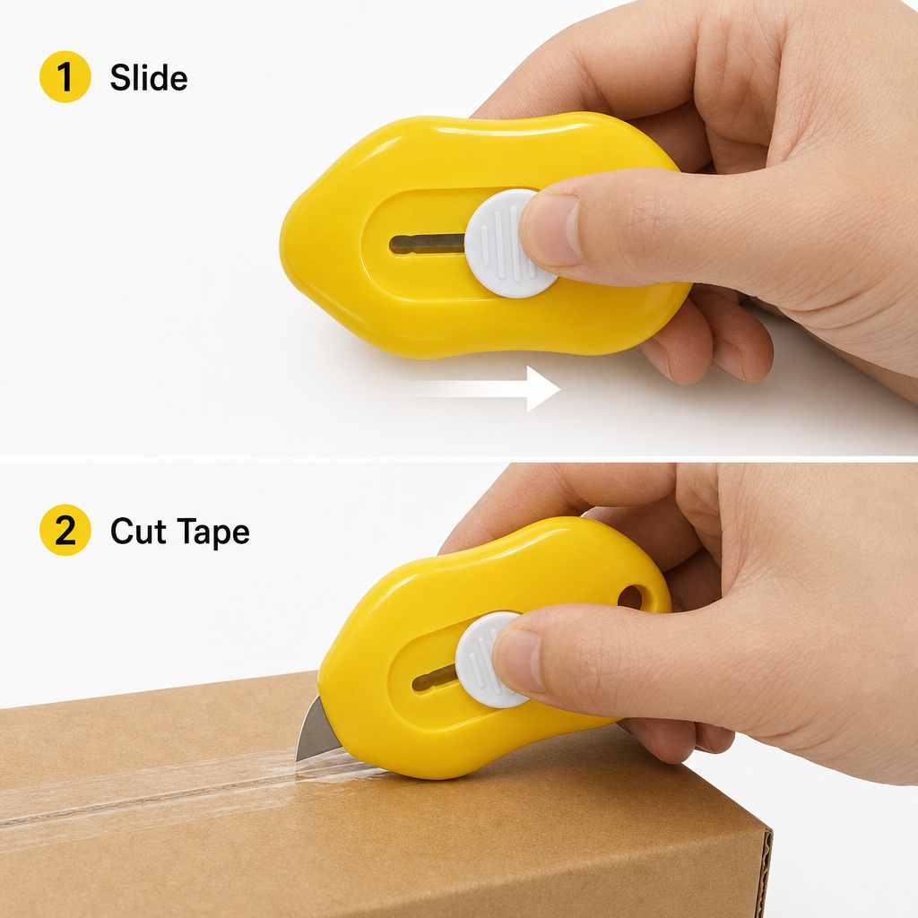 96 Pieces Mini Retractable Utility Cutter, 9 cm, Yellow and White, 1 Piece
