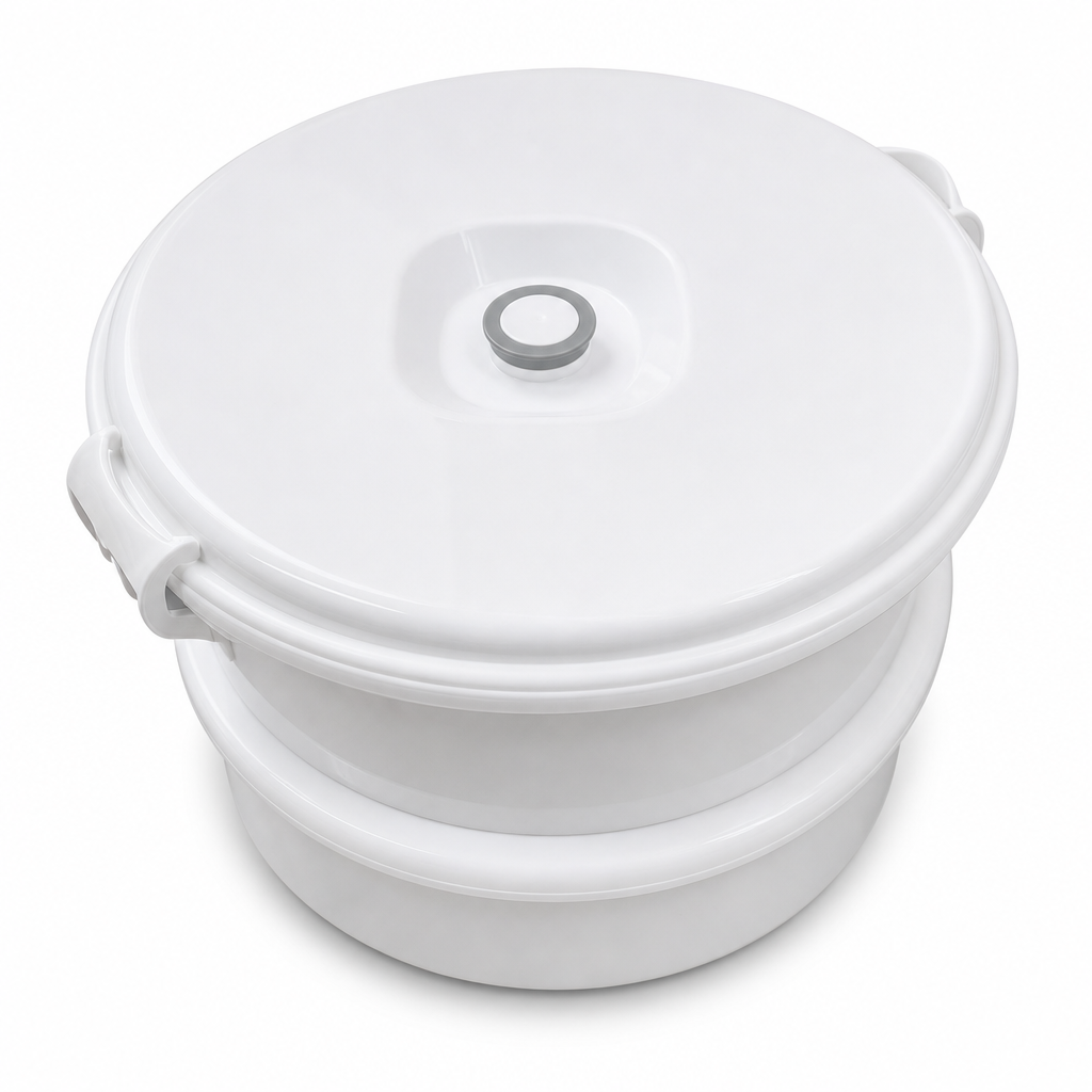 96 Pieces White Round Insulated Plastic Food Container with Lid, 32 x 32 x 18 cm