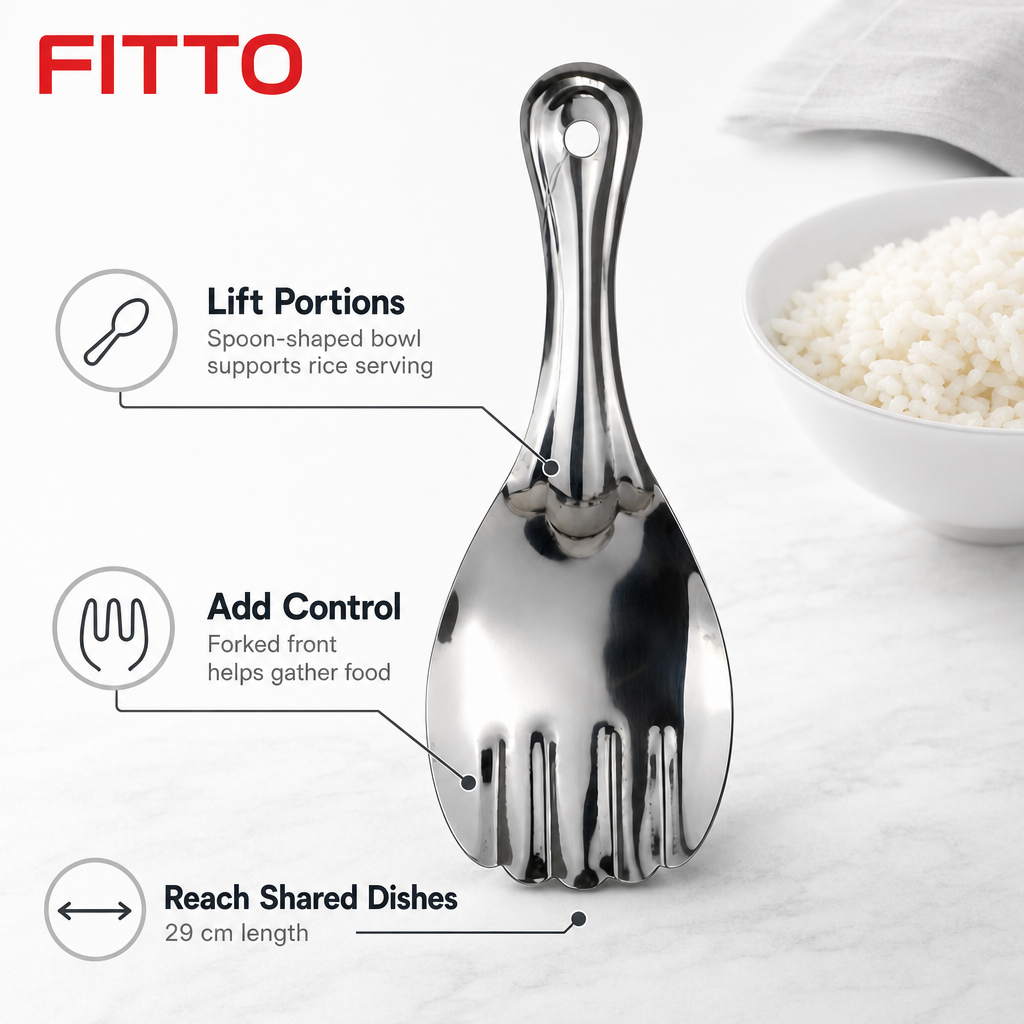 96 Pieces Stainless Steel Rice Serving Spork, Large 29 cm