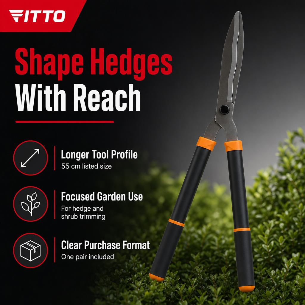 72 Pieces Long-Handle Hedge Shears, 55 cm, Garden Pruning Tool, Black Orange and Silver, 1 Piece