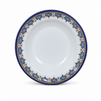 120 Pieces Melamine Soup Plate, 9 Inch, Round White Plate with Blue Floral Border
