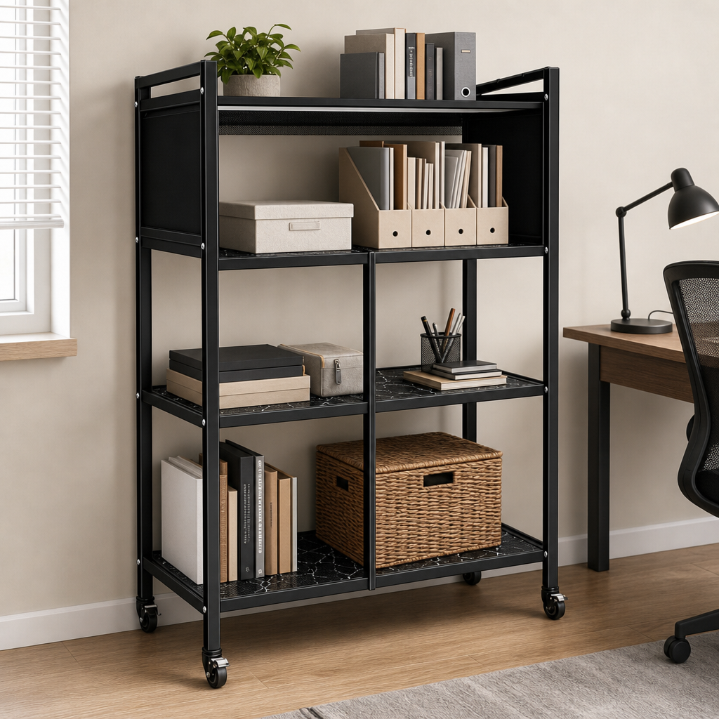 48 Pieces Black Multi-Tier Storage Shelf with Caster Wheels, 1 Piece